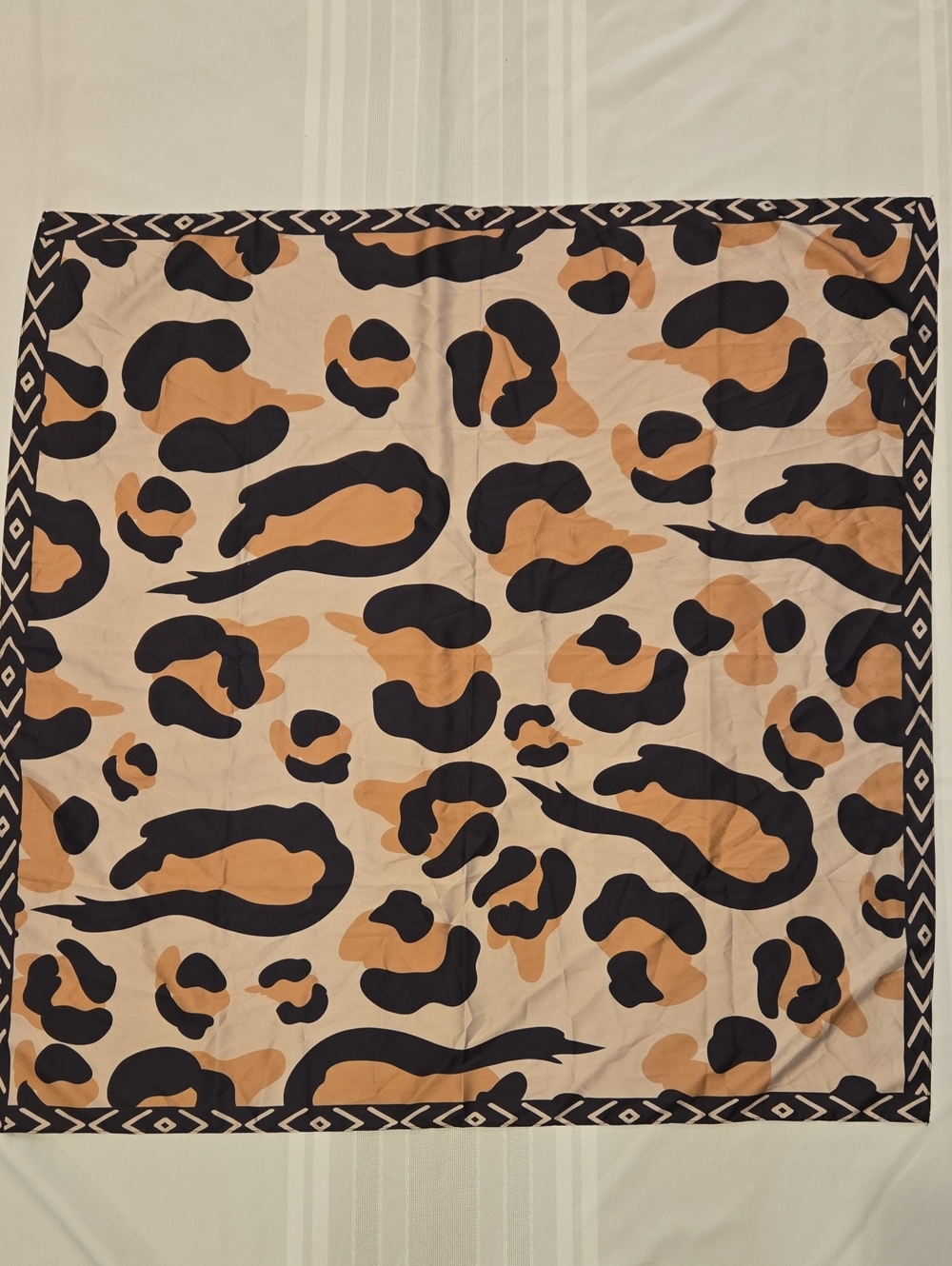 Chatty Cheetah Wild Rag. Leopard Print in Beige and Black